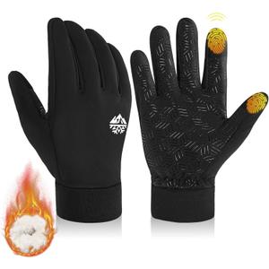RIGWARL Kids Winter Gloves Boys Girls, Water-Repellent Warm Thermal Youth Gloves, Touchscreen Anti-Slip for Teens 3-15 Years (4-6 Years, Black)