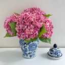 Magenta Pink 3 PCS 21in Hydrangea Artificial Flowers Latex Large Real Touch Faux Hydrangea Flowers with Stems for Home Halloween Decor Outdoor Bouquets Floral Arrangements