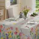 XCHI Wildflowers Tulips Flowers Spring Tablecloth Rectangle Summer Table Cloth Washable Table Covers for Indoor Dining Home Party Decorations 60x104 Inch