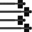 H.VERSAILTEX 4 PACK Magnetic Curtain Rods for Metal Doors, 16 to 28 Inch, 1/2 Inch Diameter, Multi-Use Adjustable Appliances for French Doors Magnetic Cafe Curtain Rod(Black)
