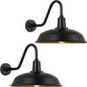 18" Black Outdoor Barn Lights, Gooseneck Wall Fixture Light，2-Pack, 18" Diameter - 2 Pack