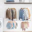 STORAGE MANIAC Hanging Closet Rod, Adjustable Width and Height Closet Hanging Organizer, Space-Saving Clothes Hanging Bar, Closet Extender Hanging Rod Double Closet Hanging Rod, 1 Pack Chrome