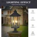 zeyu Large Outdoor Lamp Post, 26'' 3-Light Post Light Fixture for Garage Courtyard, Waterproof Aluminum with Seeded Glass Shade, Black Finish, ZW105P-L BK
