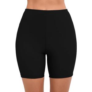 JOYBIK Women's 5" Plus Size High Waisted Boyshort Swim Board Shorts Swimsuits Bottoms Colorful Leopard, Black 2X, Pack of 2