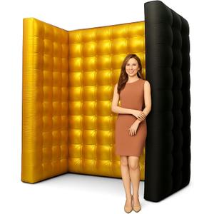Golden New Inflatable Photo Booth Inflatable Photo Wall with Built-in Blower and LED Promotional Advertising for Wedding Events (10FT)