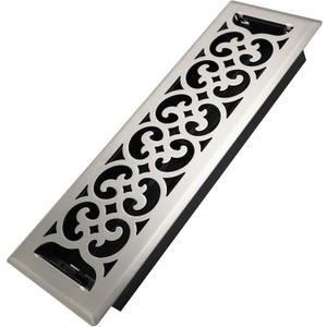 4x14 Inches Heavy Duty Walkable Floor Register Easy Adjust Air Supply Lever Floor Vents - Charlotte Design - Vent Cover for Home Floor - Satin Nickel
