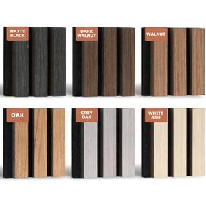 DOLLAR BOSS 6-Pack Acoustic Wood Panel Samples  6 Colors, 4.7" x 4.7" Soundproof Slat Wall Panel Kit for Wall & Ceiling Decor, Noise Reduction, Fluted Design, Ideal for Home, Office, Studio & More