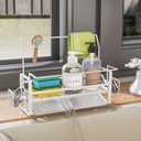 Sponge Holder for Kitchen Sink, Rustproof 304 Stainless Steel, Kitchen Sink Organizer for Sponges, Soap Dispenser, Brush, Towel, Sponge Caddy (Silver)