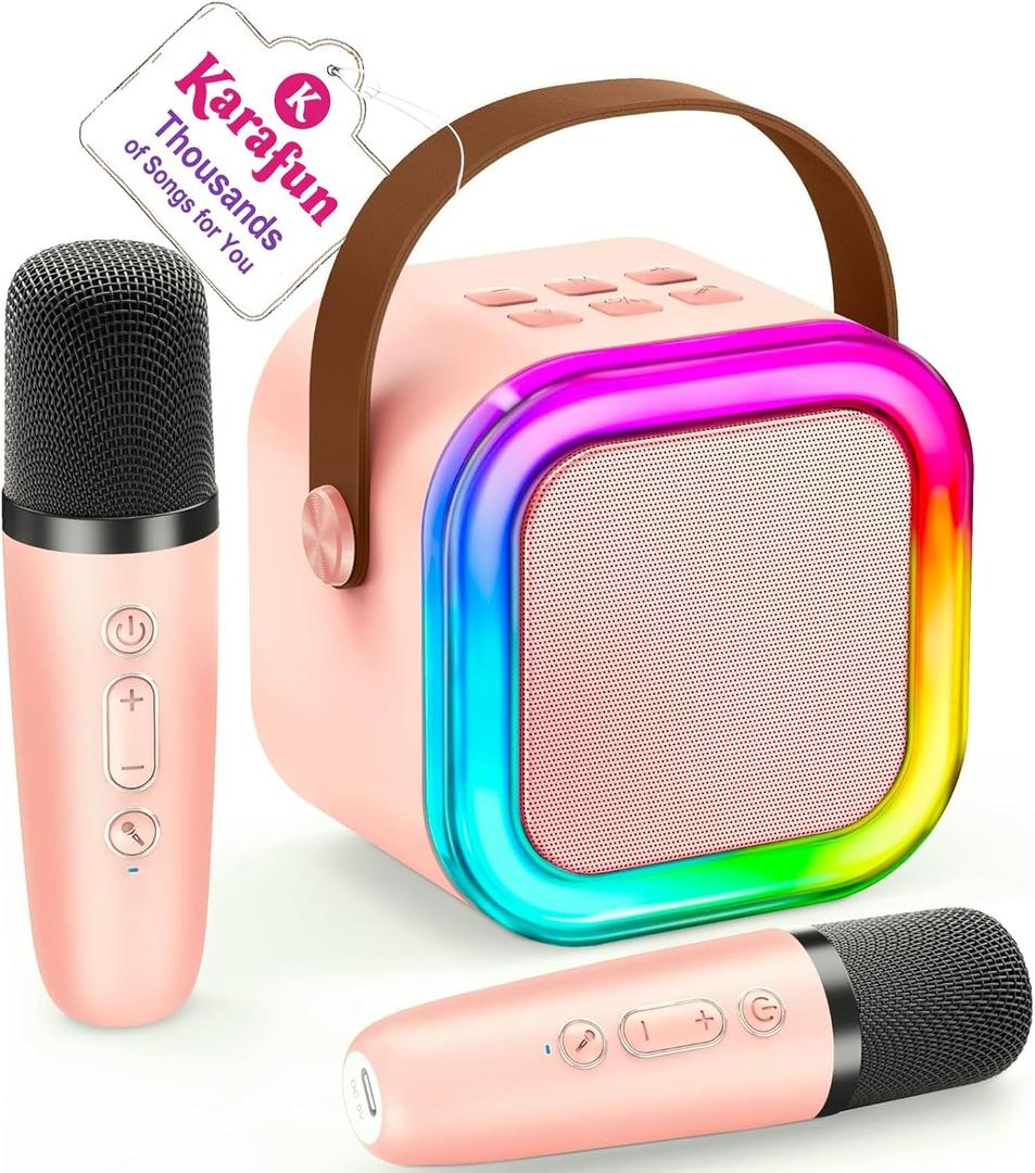 Mini Karaoke Machine for Kids, 2026 TOP Toys Birthday Gifts Ideas for Girls Ages 4, 5, 6, 7, 8, 9, 10, 12+ Years Old, Portable MP3 Player with 2 Wireless Mics for Family Home Party