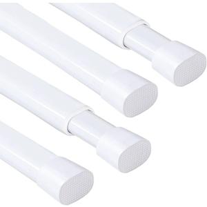 H.VERSAILTEX 4 Pack Spring Tension Curtain Rods 22-36 Inch Lightweight Tensions Rods Securely in Place, Easy to use/Install for Kitchen/Bathroom/Wardrobe, Durable Sturdy Rods, White