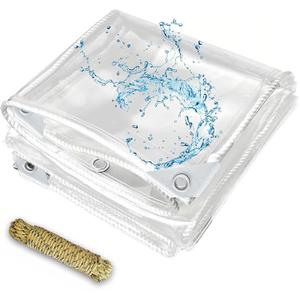 3 x 6 FT Clear Tarps Heavy Duty PVC Vinyl 14 Mil Thick Tarpaulin Glass Tarpaulin with Metal Grommets, Protects Against Water, Tear, Cold Weather Resistan for Greenhouse Balcony Garden