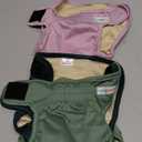 Langsprit Washable Female Dog Diapers (3 Pack) No Leak Reusable Diapers for Doggy Female in Period Highly Absorbent Dog Heat Panties with Adjustable Snaps Black M Size, Black, Pink, Green 