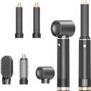 5 in 1 Hair Styler & Hair Dryer Brush, Low-Speed Negative Ionic Air Styler Drying, Multi Hair Styler, Professional Blow Dryer Brush for Curling Volumizing Straightening Styling(Gray Gold)