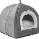 Cat Bed Cave-Cat Beds for Indoor Cats,Kittens and Small Pets,Soft and Warm Cats House Tent Bed,Foldable and Washable with Removable Cushioned and Anti Slip Bottom,Grey 15inches