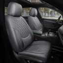 FREESOO Gray Car Seat Cover Full Set - Faux Nappa Leather Seat Covers for Cars, Luxury Breathable Waterproof Front Seats Cushion Protectors with Lumbar Support, Universal Fit for Sedans SUVs Pickups