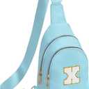 Birthday Gifts for 7 8 9 10 11 12 13 Year Old Girls Small Initial Sling Bag Cross Body Bag Fanny Pack for Girls (Icing Blue)
