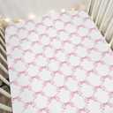 Pink Bows Ribbon Baby Crib Sheets for Girl 52"x28" Pastel Pink Ribbons Soft Stretchy Fitted Crib Mattress Covers Watercolor Bows Girly Nursery Baby Sheet for Standard Crib & Toddler Mattress Pad (One size)