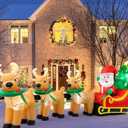 Sizonjoy Outdoor Christmas Inflatables Decorations,13 FT Lighted Christmas Inflatables Santa Claus on Sleigh with 3 Reindeer & Christmas Tree for Indoor Outdoor Home Holiday Yard Decorations