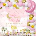 Cheereveal Twinkle Twinkle Little Star Baby Shower Decorations Girl Pink White and Gold Balloon Garland Kit Star and Moon Foil Balloons Backdrop Cake Toppers
