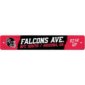 FANMATS 48429 NFL - Atlanta Falcons Flat Metal Street Sign | Black & Red | 24"x4" | "Falcons Ave." Wordmark