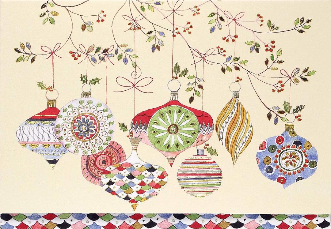 Watercolor Ornaments Small Boxed Holiday Cards (Christmas Cards, Greeting Cards), Box of 20
