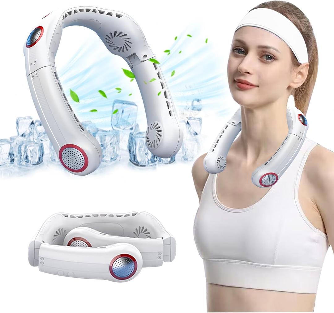 Viowey Portable Neck Fan, 4 Turbo Foldable Hands Free Bladeless Fan, 6000mAh USB Rechargeable Personal Fan with 360Cooling Airflow, 3 Speeds Adjustment for Home, Office and Outdoor Travel