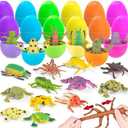Pack of 2 Yeonha Toys 12pcs Prefilled Easter Egg with Rubber Insect Bug and Frog Toy Inside for Easter Basket Stuffers, Party Favor Supplies, Easter Egg Hunt, Floating Bath Stuff for Kid Toddler