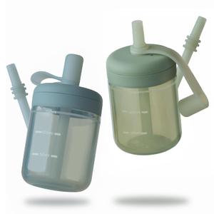 Moonkie Baby Straw cup | Silicone Toddler Sippy Cup Training Cup with Straw Lid | BPA-Free Drop-Proof Baby Cup | Led Weaning | 6 Months+, 5 oz, 2pack (A-Sage/Ether)