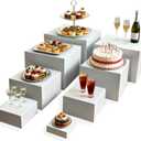 6PCS Buffet Risers,acrylic display risers,Dessert table display set.Display Racks for Gatherings,Catering,Jewelry,and Collectibles (3in to 10in white)