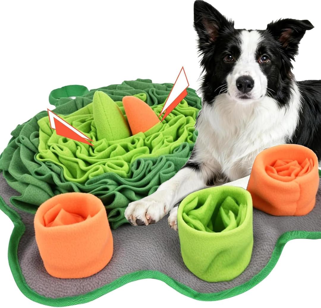 Snuffle Mat for Dogs, 18'' Dog Paw Shape Interactive Dog Puzzle Toy Build-in Squeaker Sniff Mat for Slow Eating Encourages Natural Foraging Skills for All Breeds Indoor & Outdoor Use (Green)