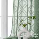 3 x Lecloud Wasa Sage Green Sheer Valance for Windows 14 Inch 2 Panels, Short Curtains for Small Windows, Voile Jacquard Textured Kitchen Cafe Valance, Bedroom Living Room Decor Curtains, 42 W x 14 L