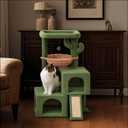 ROYPET Cactus Cat Tree Tower with Twin Cat Condos for Indoor Cats, All-in-One Activity Center with Cat Scratching Post Cozy Sleeping Perch Hammock Scratching Pad and Toy Balls,Green, 37.4"