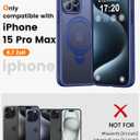 360° Rotatable Magnetic Stand for iPhone 15 pro max Case Compatible with Mag-Safe 16FT Military Drop Protection, Anti-Scratch/Fingerprint Shockproof iPhone 15 pro max Phone Case(Matte-Blue)
