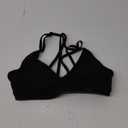 YEOREO Workout Sports Bras for Women Padded Strappy Open Back Gym Bra Light Impact Criss Cross Yoga Crop Top Black S