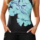 HUSKARY Plus Size Two Piece Tankini Swimsuit for Women 2026 Tummy Control Full Coverage Bathing Suits with Swim Shorts Pocket (Black, 18W)
