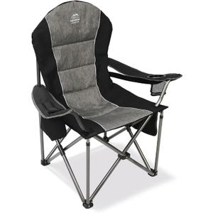 Camping Chairs for Adults, High Back Folding Camp Chair with Cup Holder and Cooler Bag, Heavy Duty Outdoor Lawn Chairs, Perfect for Camping, Hiking, Picnics, and Beach Trips, Black