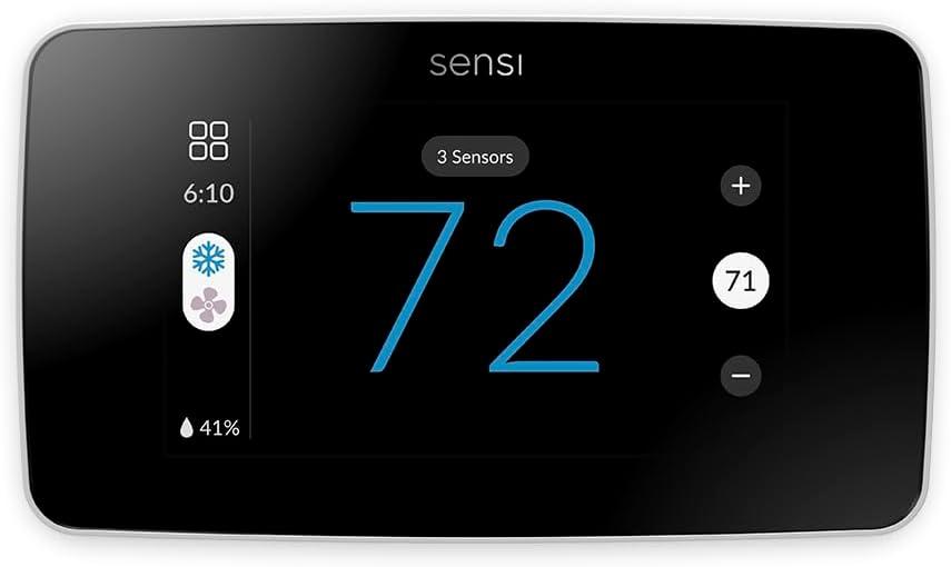 Sensi Touch 2 Smart Thermostat with Touchscreen Color Display, 100 Years of Expertise, Programmable, Wi-Fi, Data Privacy, Easy DIY, Works with Alexa, Energy Star Certified, ST76W, C-Wire Required
