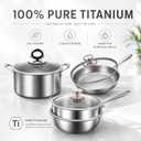 Titanium Pans set for Cooking, Titanium Frying Pan & Titanium Soup Pot And Titanium Wok with Steamer, Non-Toxic Titanium Hammered Pro skillet, PFAS/PFOA/PTFE Free Cookware, Dishwasher&Oven Safe, One Size