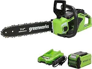 Greenworks 40V 14" Chainsaw, 2.5Ah USB Battery and Charger Included