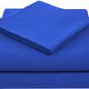 High Kotton 1000 Thread Count 9 inch Deep Pocket 3 PCs Fitted Sheet Set 100% Egyptian Cotton Solid Pattern Size Queen Color Royal Blue