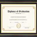 FramePro 14x17 Diploma Frame with Black over Gold Mat, 16x20 Certificate Frame, Real Wood with Gold Trim, Black with Tempered Glass