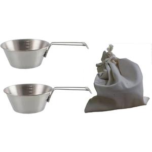 Camp Bowl Travel Sierra Cup Camping Tableware Equipment Set Backpacking 304 Stainless Steel Carry Fold Sturdy Measuring 500ml 2pcs + Canvas Bag