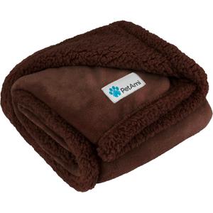 PetAmi Dog Blanket for Bed, XL Pet Blanket Large Dogs, Fleece Furniture Couch Cover Protector Sofa Car Crate Kennel, Soft Sherpa Cat Throw Plush Reversible Washable, Twin 60x80 Solid Brown