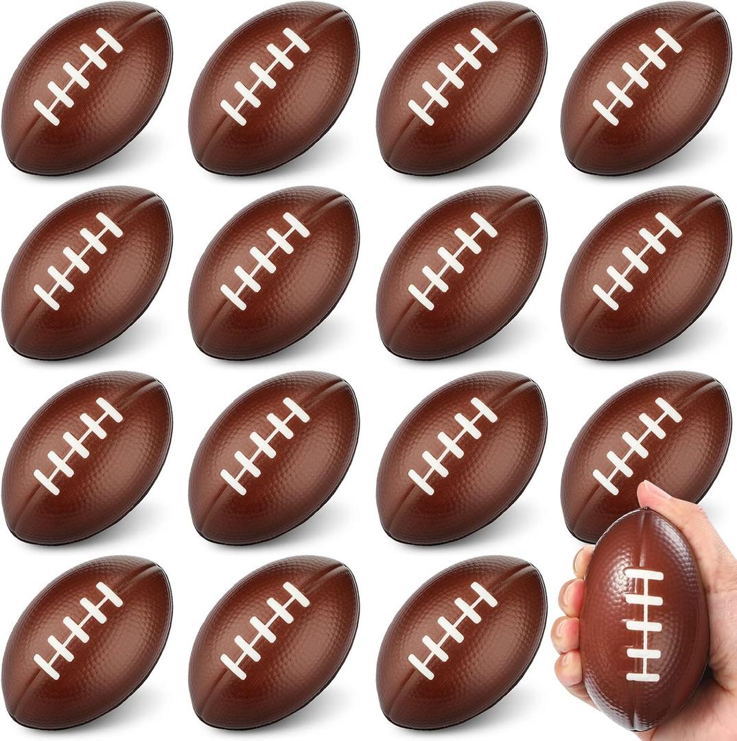 Jerify 16 Pcs Mini Foam Footballs Bulk 3.5 Inch Small Stress Balls Football Party Favor for Stress Relief Kid Carnival Game Party Gift Decoration