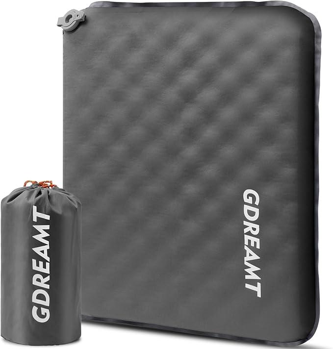 Inflatable Seat Cushion, Self-Inflating Memory Foam Stadium Seats Cushion Portable Camping Air-Foam Sitting Pad for Travel Airplane Car Bleachers Backpacking Office, Lightweight & Compact