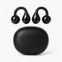 Open-Ring Clip-On Wireless Earbuds, Open-Ear Pressure-Free Comfort, Lightweight & Secure, Glasses/Earrings Friendly, for Commute & Workouts (Black)