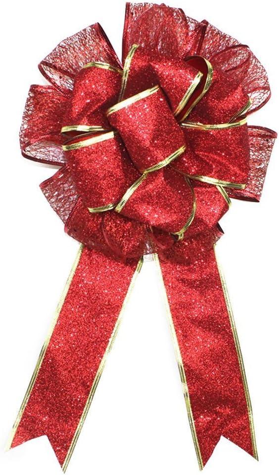 BinaryABC Valentine's Day Bows Decoration Ornaments,Christmas Tree Topper Bow(Red)