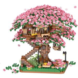 CAMPIR Cherry Blossom Tree Building Block Kit 2008 Pcs Cherry Bonsai Trees Building Sets DIY Sakura Tree House Model Sets Flowers House Mini Bricks Building Kit Gift for Adults Teens 14+