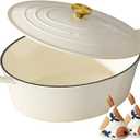 Enameled Cast Iron Dutch Oven, 9.3QT Pot with Lid, Cream White