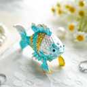 YU FENG Vintage Tropical Fish Trinket Box, Hinged Enamel Hand Painted Sea Animal Jewelry Box Ring Earrings Jewelry Organizer For Home Decor Gift